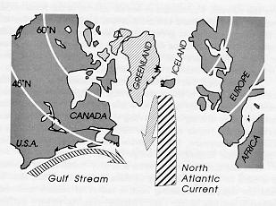 North Atlantic current map